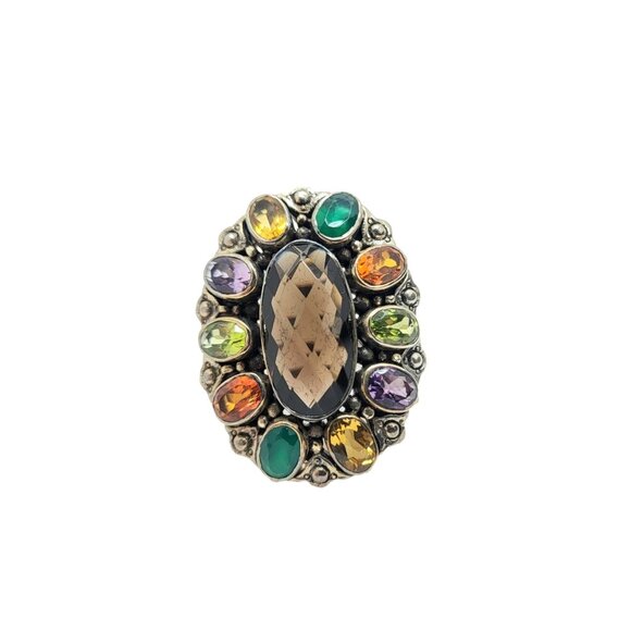 Nicky Butler Sz 7 RAJ Gemstone Ring Smokey Quartz Numbered .925 Sterling Silver - Picture 1 of 8